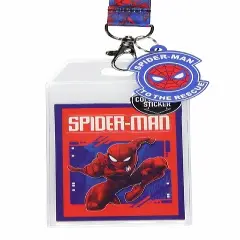 Marvel Spider-Man ID Badge Holder Lanyard w/ Rubber Pendant and Collectible Sticker