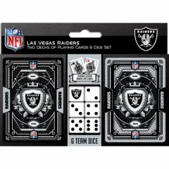 MasterPieces Officially Licensed NFL Las Vegas Raiders 2-Pack Playing cards & Dice set for Adults