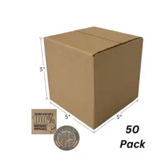 UOFFICE Pack of 50 Corrugated Boxes 5" x 5" x 5" Cube Shipping Boxes