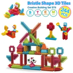 Contixo STEM Building Toys, ST7 244 pcs Bristle Shape 3D Tiles Building Set