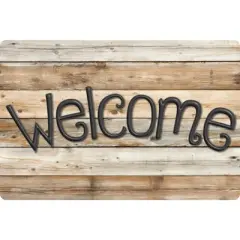 Ashley Productions&reg; Smart Poly&trade;, The Original Fun Mat&trade;, Welcome Mat, 15.5" x 23.5", Natural Wood Plank, Welcome