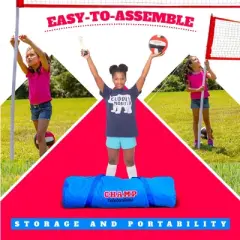 Champ Celebrations All-In-One Volleyball Set | Kids Sports Duffle Bag, Net, Field Markers, Volleyball, Air Pump and Winner Team Trophy | 12 Players