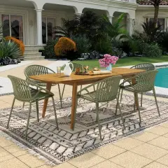 Christopher Knight Home Paco 7 Pieces Outdoor Modern Expandable Dining Set with Stackable Chair