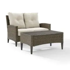 Rockport 2pc Outdoor Wicker Loveseat Seating Set - Crosley