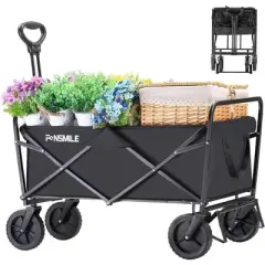 Folding wagon,the combination of 600D Oxford fabric and PVC material allows this folding wagon to support up to 220 lbs,black