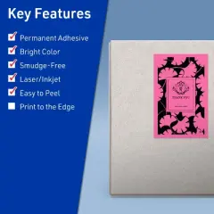 Avery Bright Pink Paper Labels, 5.5" x 8.5" Rectangle