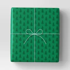 40" 220 sq ft Christmas Roll Wrap Green Trees on Green - Wondershop&trade;