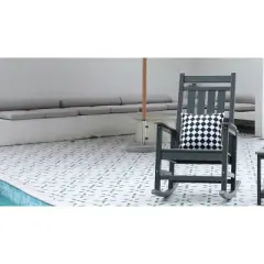 Gulches Outdoor Portable Chairs - Oversized Dark Gray Rocking Chair with Wood-Texture, All-Weather Porch Rocker