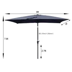 NicBex 9x6FT Patio Umbrella with Crank & Push Button Tilt,Outdoor Waterproof Market Umbrella,Patio Umbrella for Pool,Garden,Backyard
