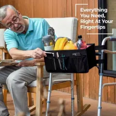 Walker Basket and Bag  - Water-Resistant Walker Accessories with Cup Holder, Easy Installation, for Folding and Foldable Walkers MedicalKingUsa