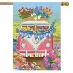 Peace Van Floral House Flag Everyday Inspirational 28" x 40" Briarwood Lane