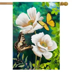 Butterflies and Poppies Spring House Flag Floral 28" x 40" Briarwood Lane