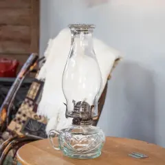 Lehman's Rayo Chamber Oil Lamp, Portable with Finger Hold, Glass Font and Chimney, 12 in Tall