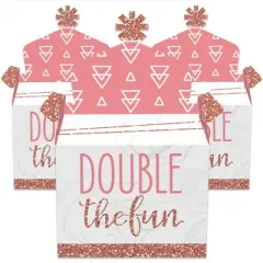 Big Dot of Happiness It's Twin Girls - Treat Box Party Favors - Pink and Rose Gold Twins Baby Shower Goodie Gable Boxes - Set of 12