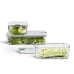 MEPAL 76oz Easyclip Rectangular Glass Storage Box with Lid Nordic Sage