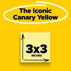 Post-it Super Sticky Notes 3" x 3" Canary Yellow 90 Sheets/Pad 558255