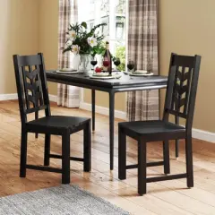Costway Dining Chair Set of 2/4 with Rubber Wood Frame & Leaf-shape High Back for Kitchen Brown/Black/Cream White