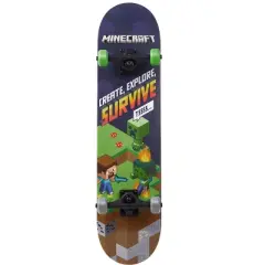 Minecraft 31" Skateboard with Non-slip grip tape, wheels with aluminum trucks and ABEC 5 bearings