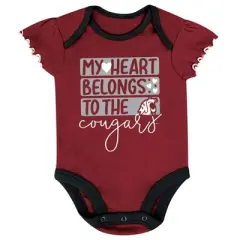 NCAA Washington State Cougars Infant Girls' 3pk Bodysuit Set