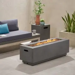 Wellington 48" Rectangular Iron Gas Fire Pit with Tank Holder Dark Gray - Christopher Knight Home