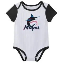 MLB Miami Marlins Infant Boys' White Pinstripe 3pk Bodysuits
