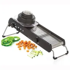 PL8 Professional Cubing Mandoline: Stainless Steel Mandoline Slicer, Dishwasher-Safe, Vegetable Slicer, Black & Silver