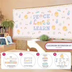 Big Dot of Happiness Retro Pastel School Bulletin Board Set Classroom Decoration Kit