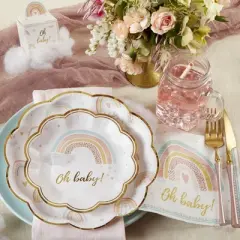 Boho Rainbow Baby 7 in. Premium Paper Plates (Set of 32)