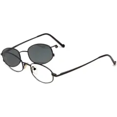 Calabria Magnetic Clip On #210 Unisex Oval Bi-Focal Reading Polarized Sunglasses in Matte Black/Grey +3.00-(Lens Width: 48mm|Temple Length: 140mm)