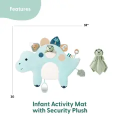 The Peanutshell Tummy Time Mat and Baby Lovey Security Blanket - Dinosaur