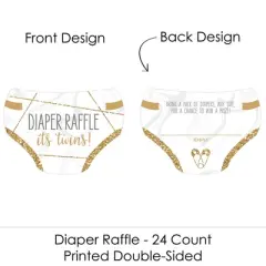 Big Dot of Happiness It&rsquo;s Twins - Diaper Shaped Raffle Ticket Inserts - Gold Twins Baby Shower Activities - Diaper Raffle Game - Set of 24
