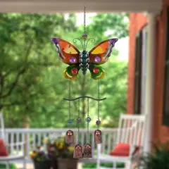 Northlight 24" Purple and Bronze Butterfly Outdoor Garden Windchime