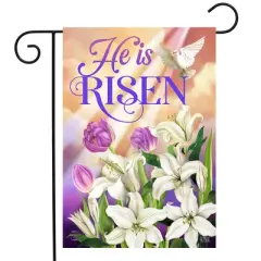 He Is Risen Lillies Easter Garden Flag 18" x 12.5" Briarwood Lane