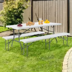 Costway 2PCS 6 FT Portable Folding Bench Outdoor Picnic Bench 550 lbs Limited for Dining