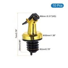 Unique Bargains Stainless Steel Bottle Pourers with Rubber Dust Caps 10 Pcs 4.33" Multicolor