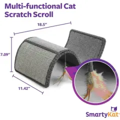 SmartyKat Scratch Scroll Sisal & Carpet Curled Cat Scratcher for Indoor Cats & Kittens, Features Feather Toy for Play, Looped Carpet Material