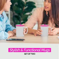 Copco Iconic 16oz Double Wall Insulated Desk Mug with Lid and Handle, Set of 2, BPA-Free Reusable Plastic, Spill-Proof - (Pink)