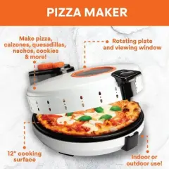 MasterChef Electric 12-Inch Pizza Maker- Cook Homemade Calzones, Quesadillas & Cookies! Rotating Nonstick Plate for Even Baking - Great Gift