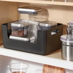 Large Plastic Open Face Pantry Bin Black - Brightroom&trade;: Kitchen Cabinet Organizer, 13"x9.5"x6" Storage Solution