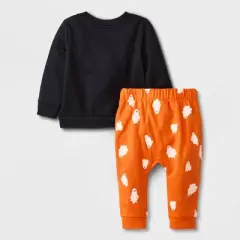 Baby 2pc 'Hey Boo' Sweatshirt & Bottom Set - Halloween - Cat & Jack&trade; Black