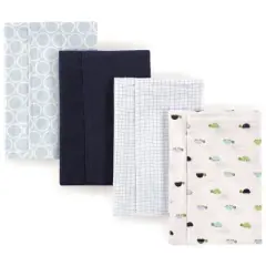 Luvable Friends Baby Boys Cotton Flannel Burp Cloths 4pk, Turtle, One Size
