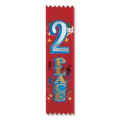 Beistle 2nd  Place Value Pack Ribbons, 1.5" x 6.25", (20/Pkg) Multicolored
