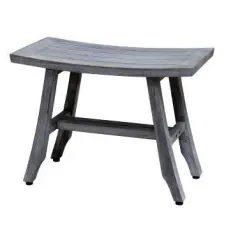 CoastalVogue&reg; Satori&reg; 24" Teak Wood Shower Bench in Antique Gray Finish - Target Plus Gray 24"L x 12"D x 18"H