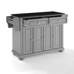 Alexandria Kitchen Island with Granite Top Vintage Gray/Black - Crosley
