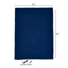 Fleming Supply Heated Car Blanket- 12V Electric Fleece Travel Throw for Cars, Trucks, RVs & Emergency Kits - 59" x 43", Navy