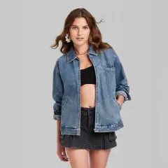 Women's Boxy Zip-Up Denim Jacket - Wild Fable&trade; Blue Denim
