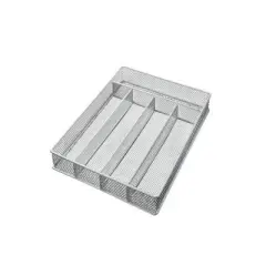 YBM Home 12.5"x 9.25" x 2" 5 Compartment Silver Mesh Cutlery Organizer (196)