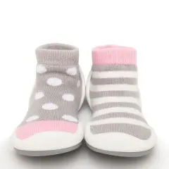 Komuello Baby  Girl First Walk Sock Shoes Dots & Stripes