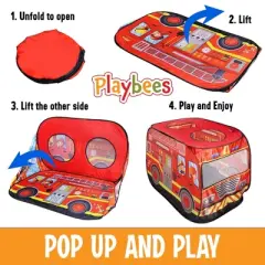 Playbees Pretend Pop-Up Tent Musical Firetruck Adventure