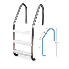 Swim Central 63" Solid Stainless Steel Swimming Pool Ladder